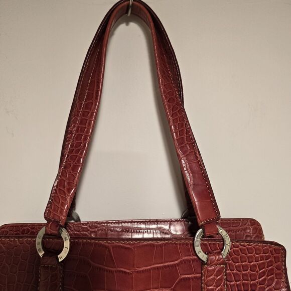 Y2K Tommy Hilfiger Faux Crocodile Skin Embossed Mini Hand Bag Red Shoulder Purse - Picture 12 of 13